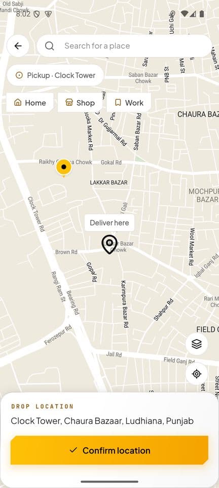 Customer app: choosing the exact spot on the map